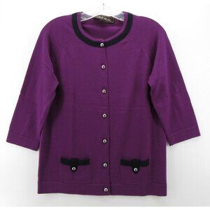 Coach Sweater Large Merino Wool Cardigan Button Up Pockets Knit *
